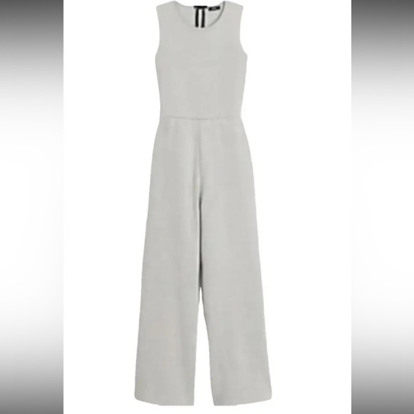 J.Crew Women's Sleeveless Lurex Silver Knit Jumpsuit wide leg Velvet Tie small - Picture 14 of 14